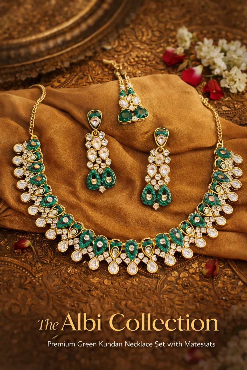 Royal Green Kundan Necklace Set