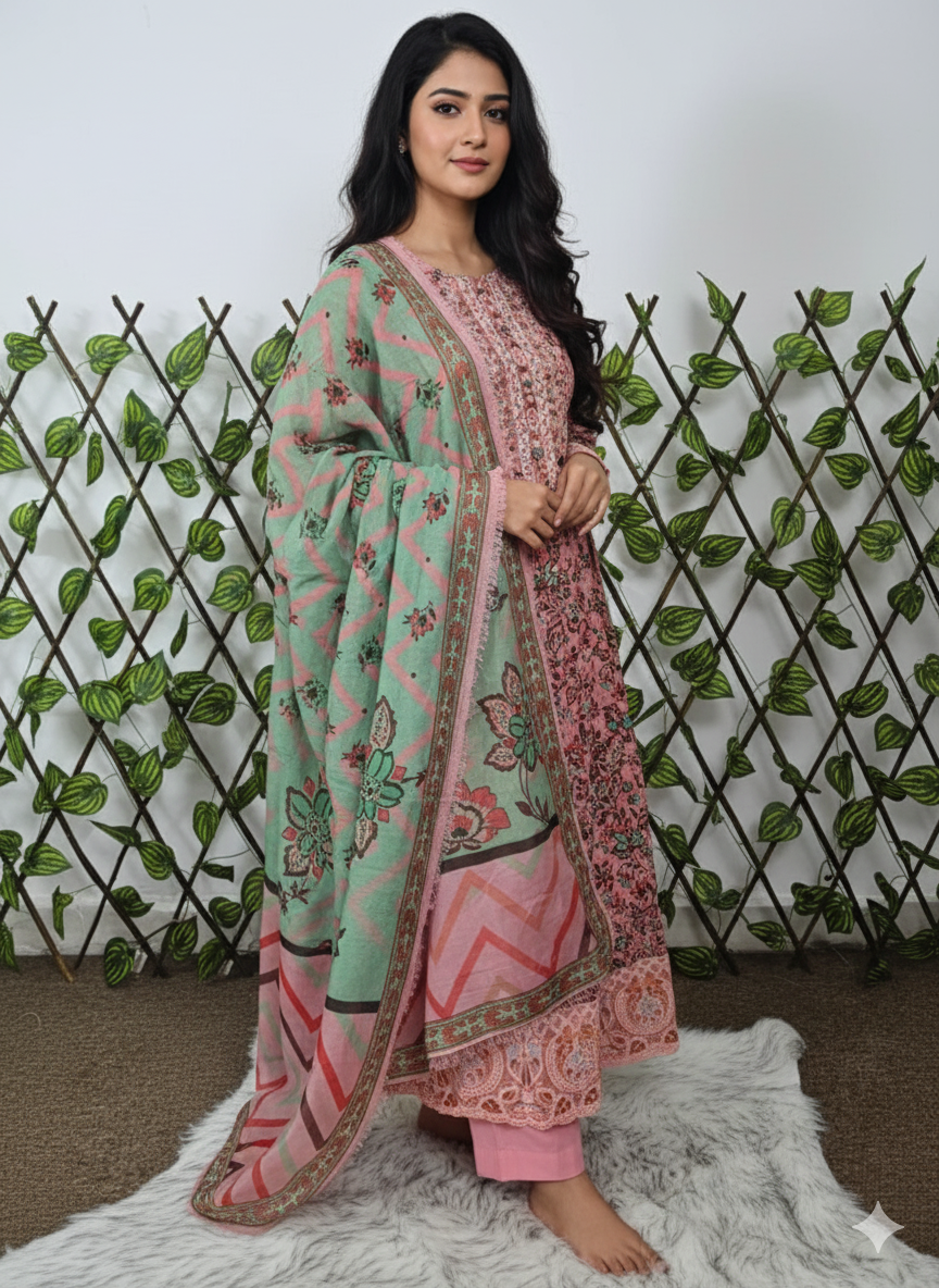 The Rosewood Bloom Floral Cotton Blend Kurta Set