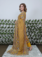 Ethnic Hand-Block Floral Print Kurta & Pant Set for Women - Yellow & Multi
