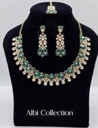 Royal Green Kundan Necklace Set