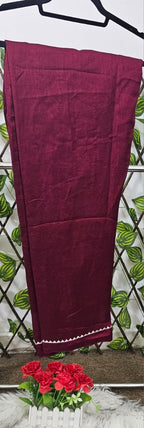 Women's Wine Embroidered Kurta with Trousers & Designer Dupatta | Ready-to-Wear Festive Suit Set