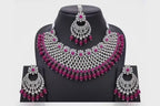 Albi Collection Royal Magenta Kundan Necklace Set with Earrings – Bridal & Party Wear Jewelry