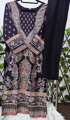 Women's 3-Piece Black Paisley Printed Kurta Suit Set with Dupatta &amp; Trousers | Traditional Indian Ethnic Wear