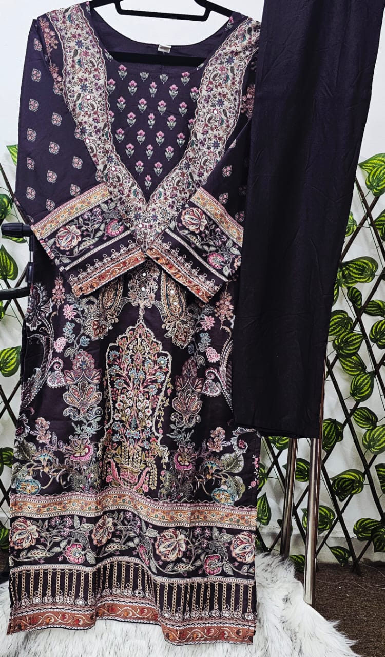 Women's 3-Piece Black Paisley Printed Kurta Suit Set with Dupatta &amp; Trousers | Traditional Indian Ethnic Wear