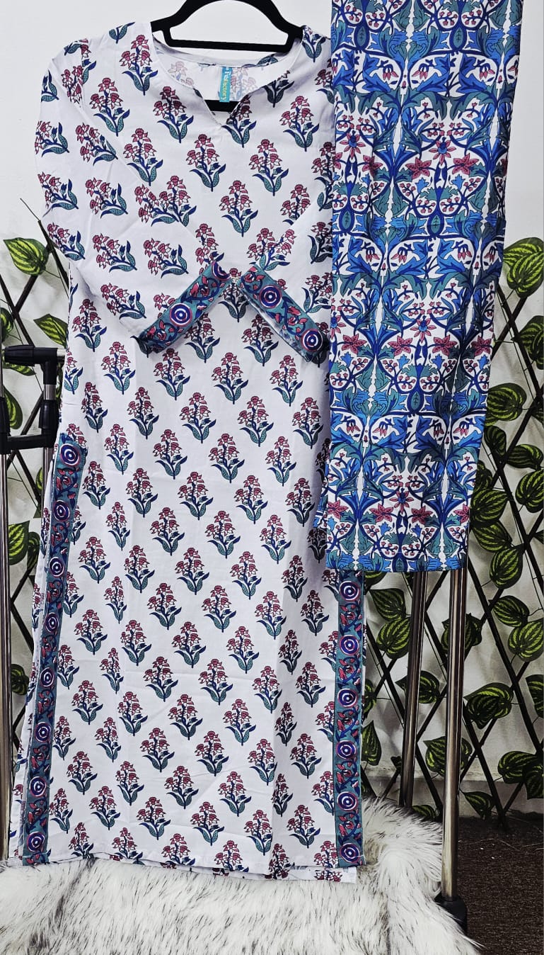 Women's Cotton Printed Kurta, Pant, and Dupatta Set | 3-Piece Ethnic Wear